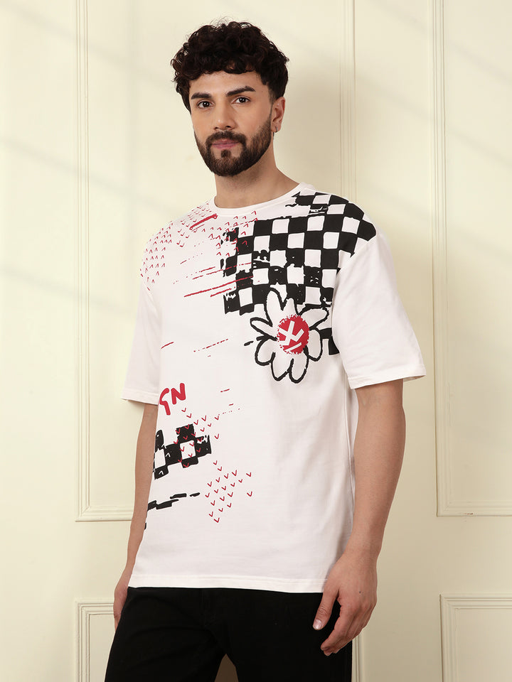 Heavy GSM Placement Print T-Shirt | Off White