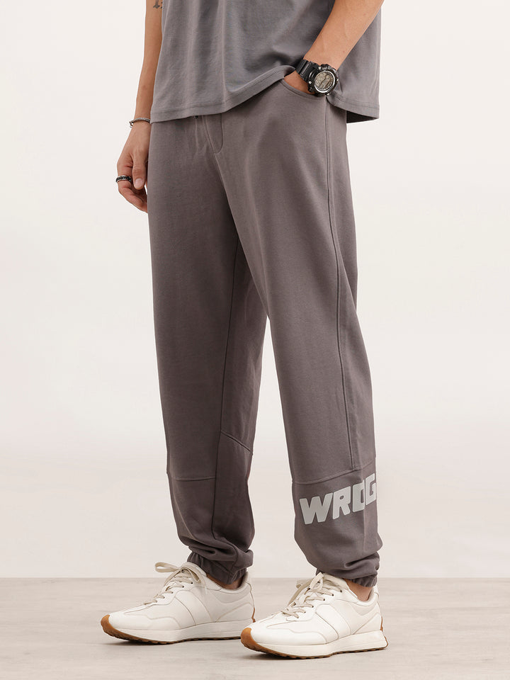 Cut&Sew Comfort Fit Jogger With Hd Print | Grey