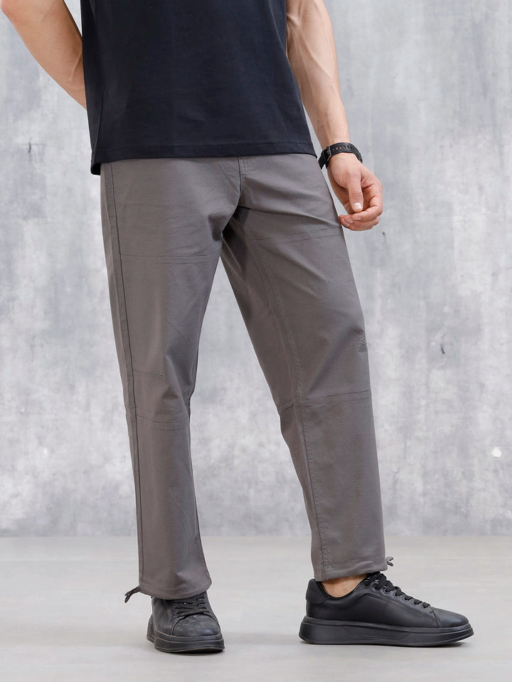Men's Casual Loose Fit Cut&Sew Trousers  | Dark Grey