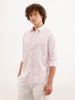 Slim Fit Textured Striped Shirt  | Pink