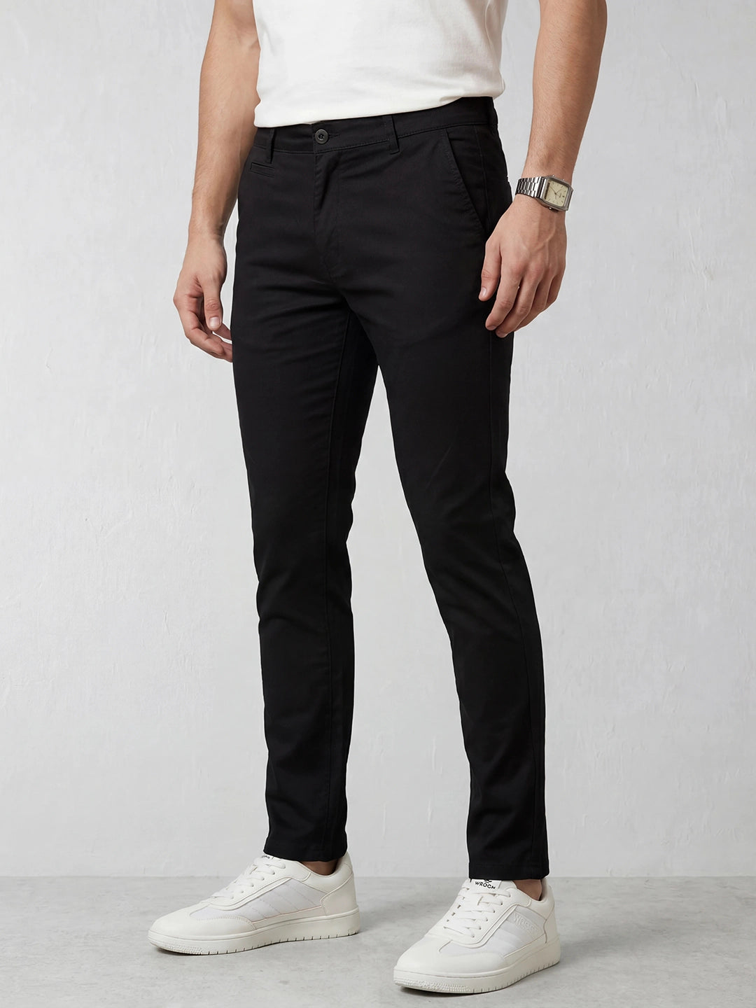 Solid Slim Fit Trouser | Black