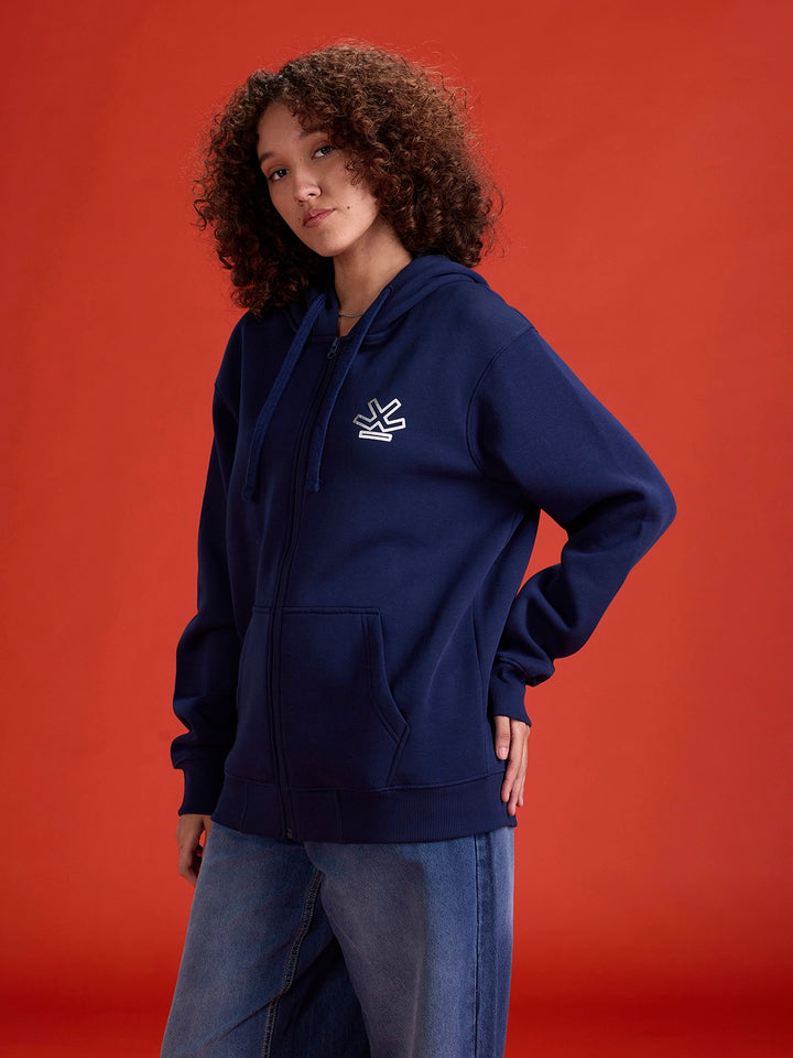 men's casual front zip up hooded sweatshirt | Blue