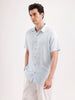 Slim Fit Half Sleeve Linen Blend Shirt  | Light Blue