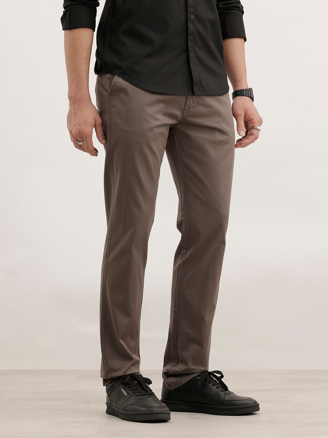 Slim Fit Solid Trouser  | Charcoal