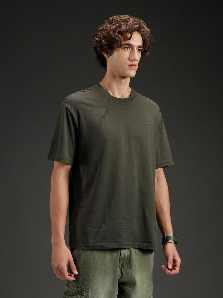 Wrogn Solid Oversized Tshirt | Green