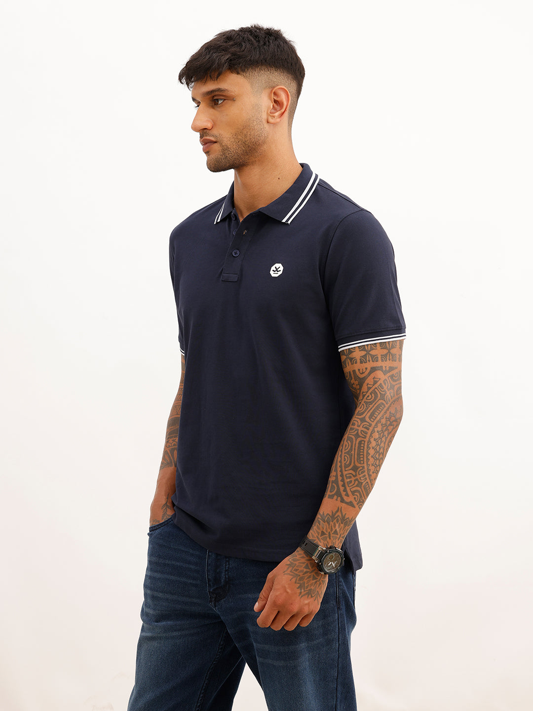 Regular Fit Tipping Collar Polo T-Shirt | Blue