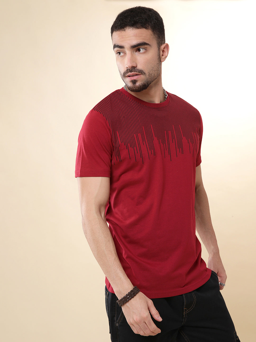 Red Drip Printed Casual T-Shirt