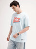 Oversized Placement Printed T-Shirt | Light Blue