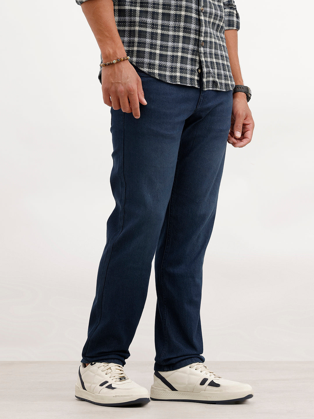 Solid Straight Fit Denim Jeans | Dark Blue