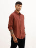 Textured Slim Fit Solid Shirt | Rust | WSH02FSSL0013S