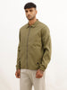 Solid Regular Fit Zipper Jacket | Olive