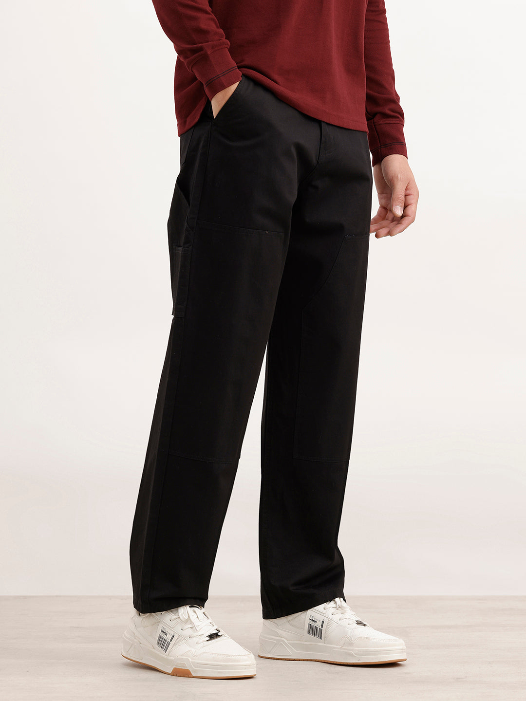 Loose Fit Cut & Sew Trouser  | Black