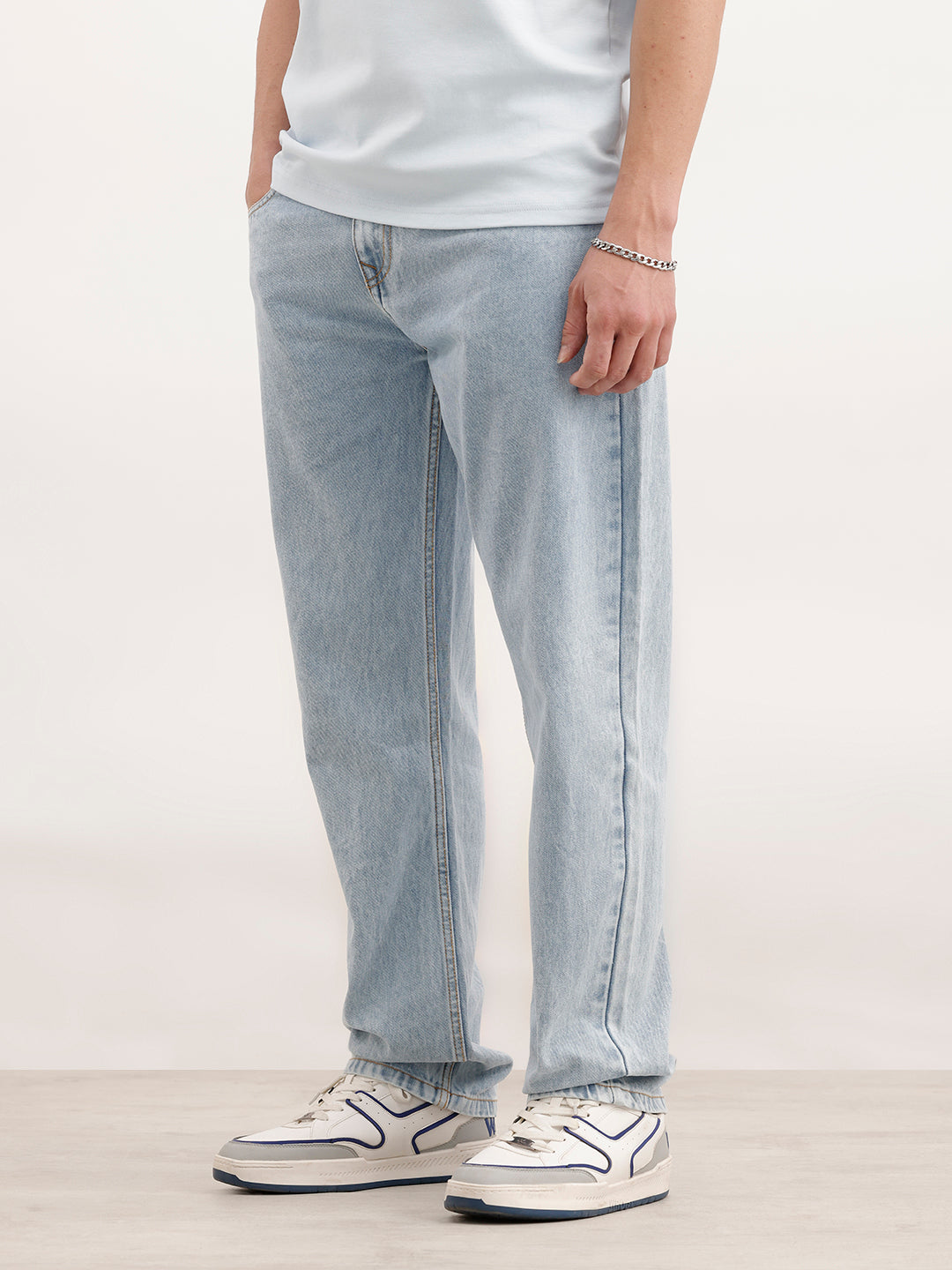 Anti Fit Solid Denim Jeans  | Light Blue