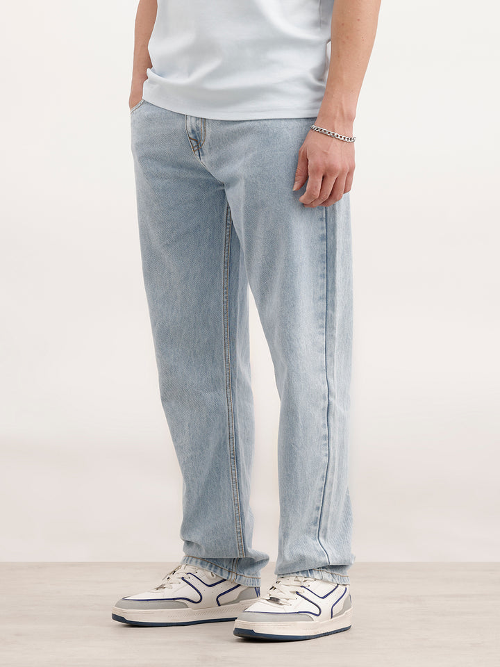 Anti Fit Solid Denim Jeans  | Light Blue