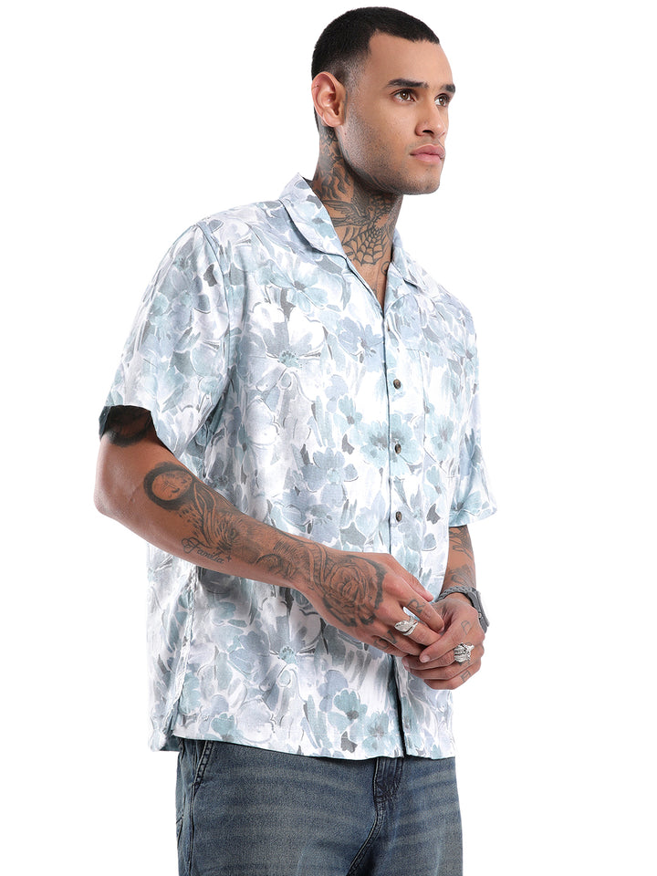 Blue AOP Resort Collar Shirt