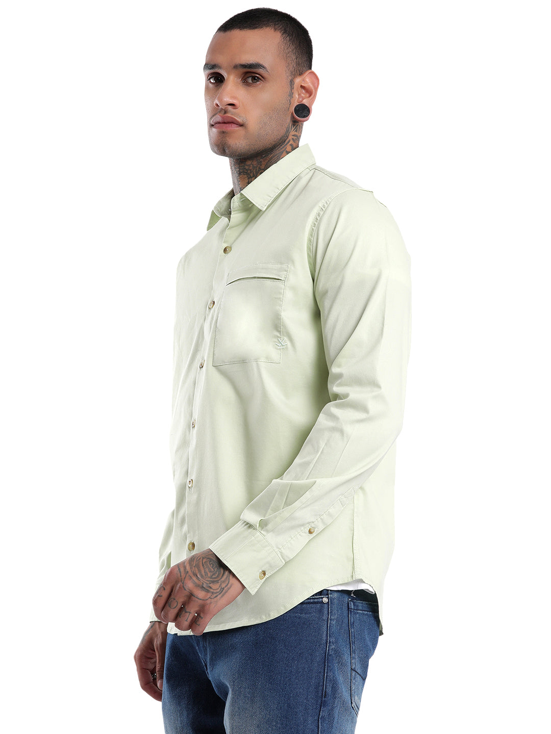 Premium Light Olive Long Sleeve Slim Fit Shirt