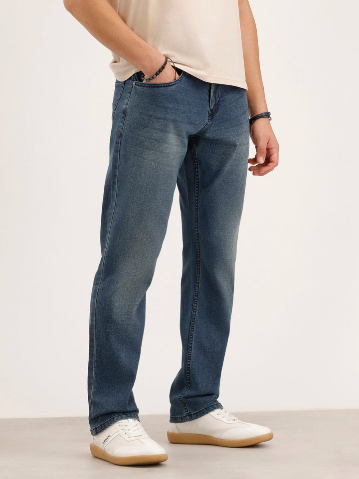 Faded Relaxed Fit Denim Jeans | Light Blue