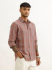 Slim Fit Checkered Full Sleeve Shirt | Rust
