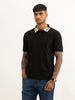 Classic Contrast Collar Polo T-Shirt | Black