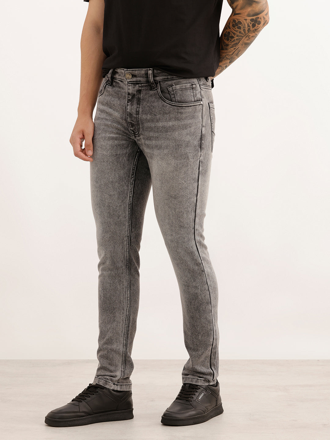 Slim Fit Heavy Faded Denim Jeans | Dark Grey | WUJN2632F