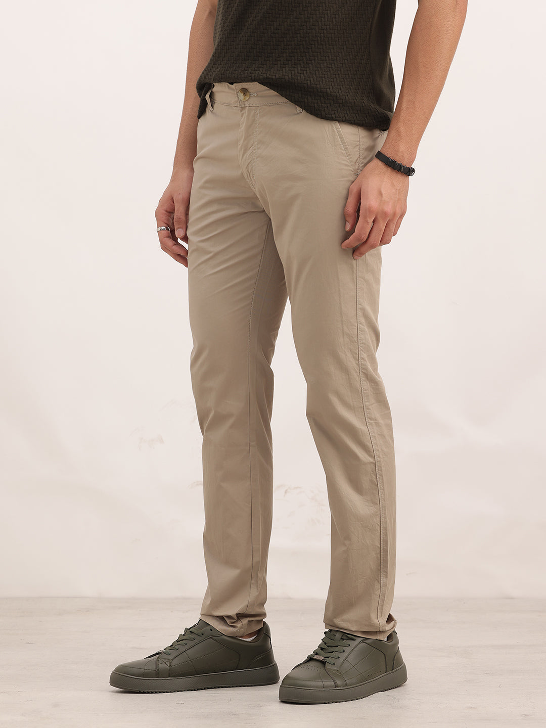 Solid Slim Fit Trouser | Khaki