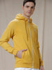 Front Zipper Solid Yellow Hoodie