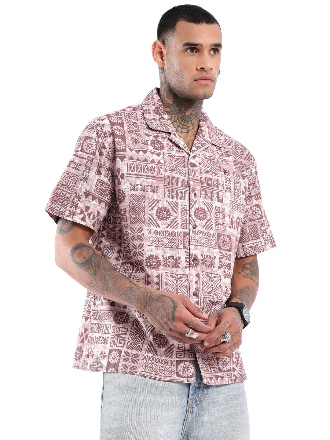 Abstract Pink AOP Spoyl Shirt