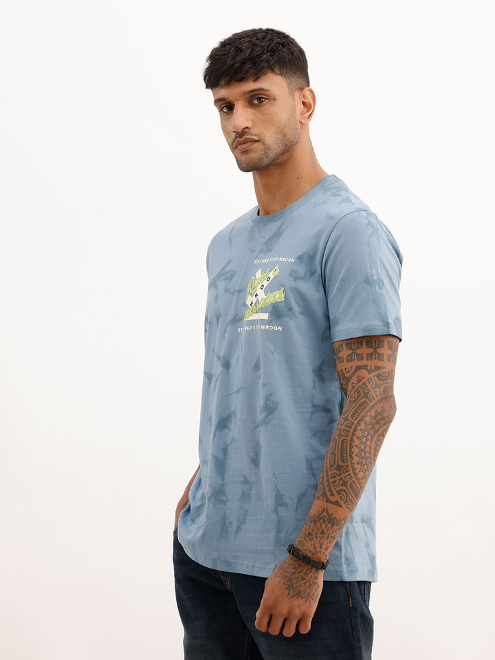 Slim Fit Placement Puffer Printed T-Shirt | Blue