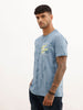 Slim Fit Placement Puffer Printed T-Shirt | Blue