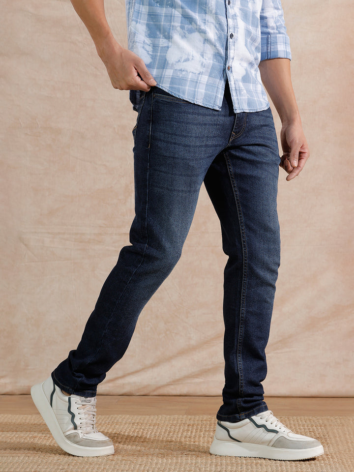 Casual Heavy Fade Slim Fit Jeans | Blue