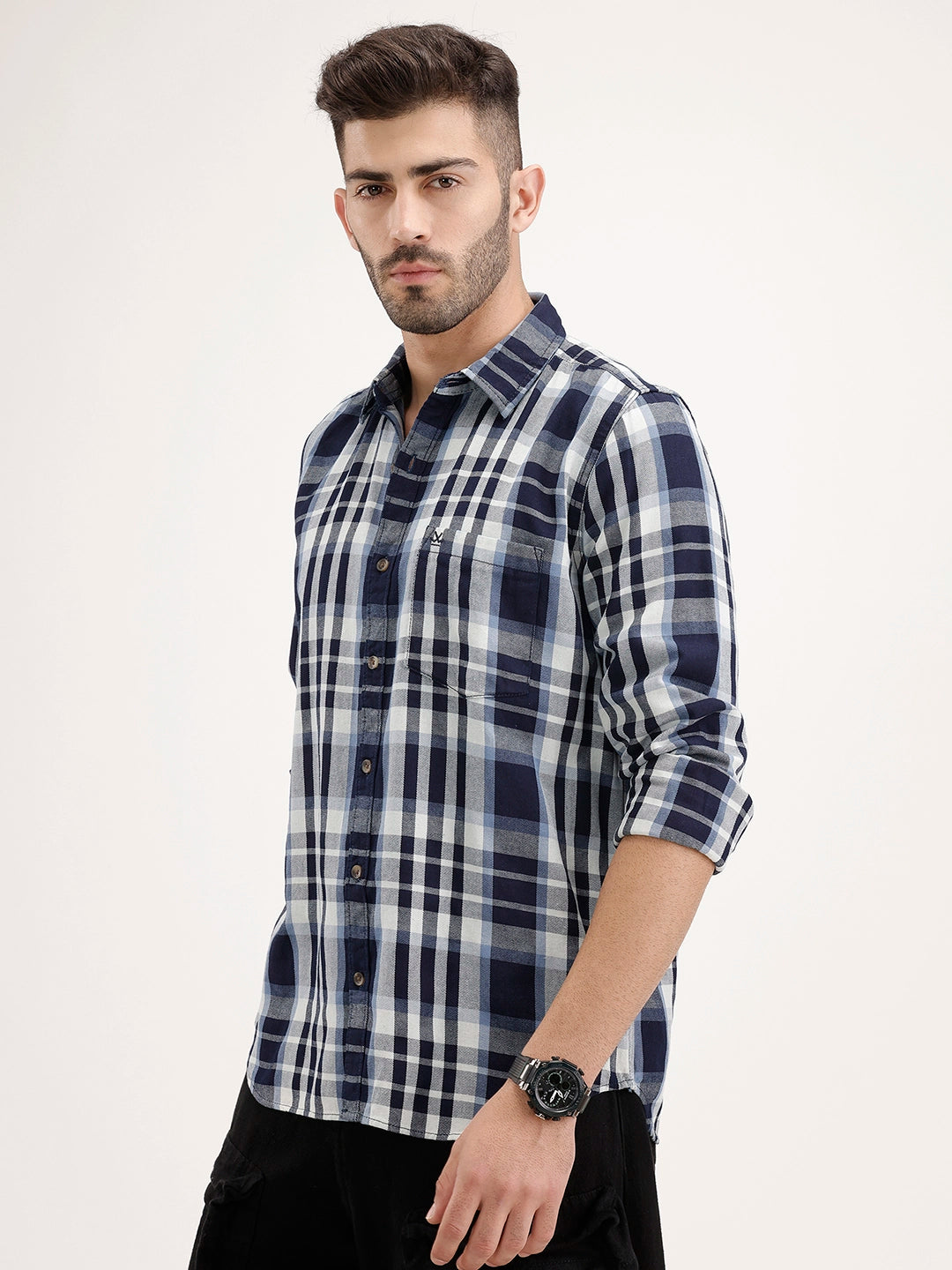 Regular Fit Checkered Shirt | Blue