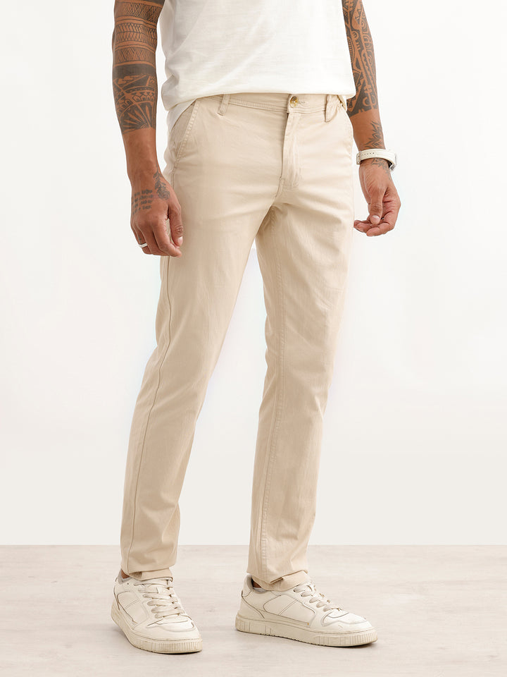 Solid Slim Fit Trouser | Off White
