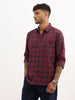 Classic Textured Checkered Shirt | Maroon | WSH02FSSL0071S