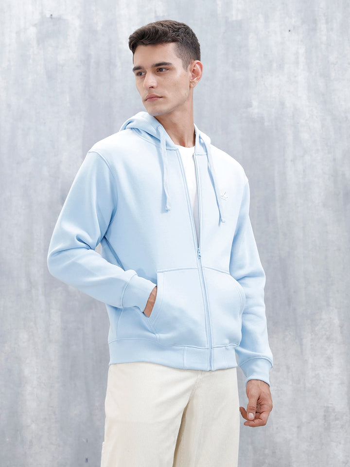 Men’s Solid Zip-Up Hoodie Sweatshirt | Blue