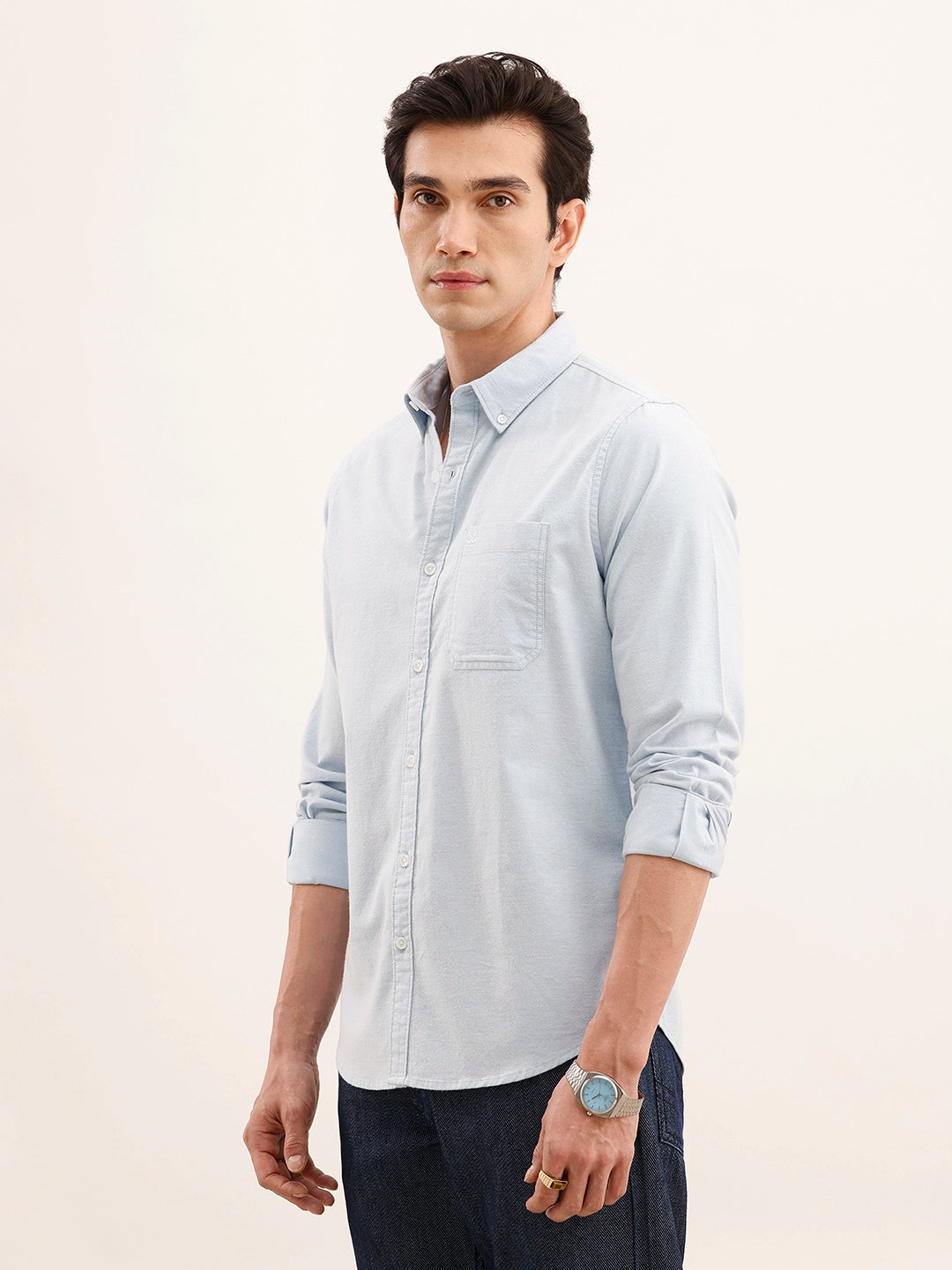 Claasic Regular Fit Solid Shirt | Light Blue
