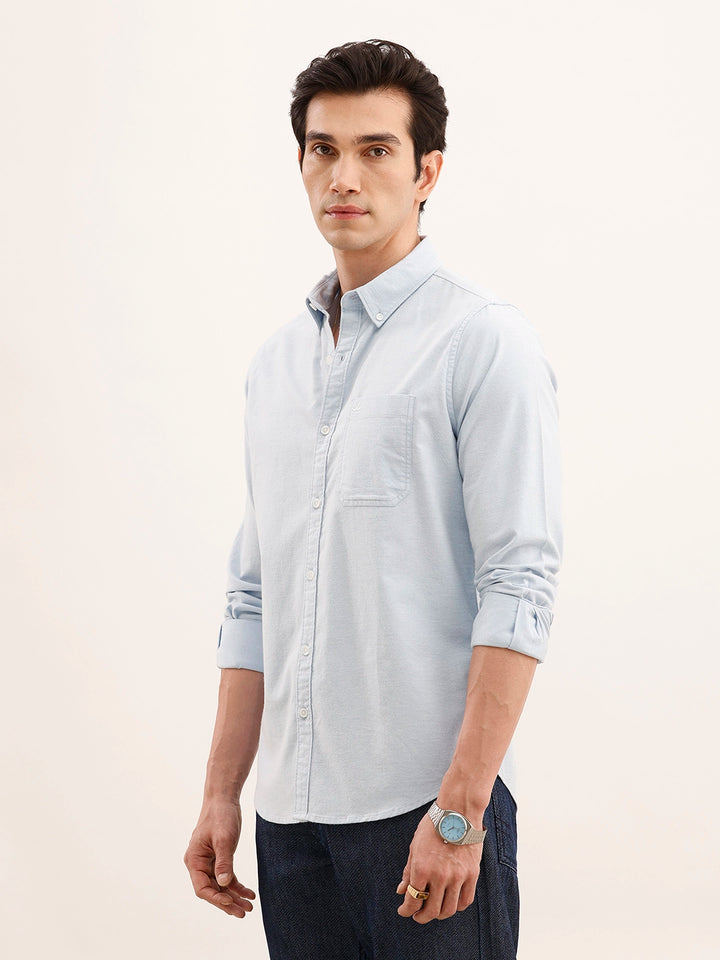 Claasic Regular Fit Solid Shirt | Light Blue