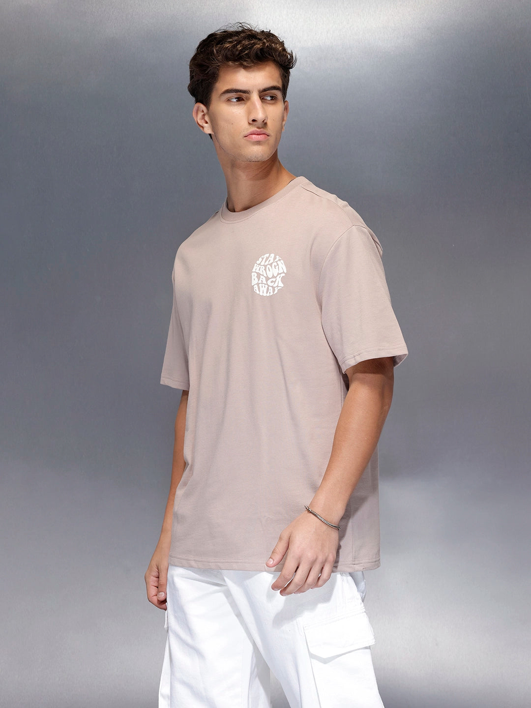 Men’s oversized graphic tee | Beige