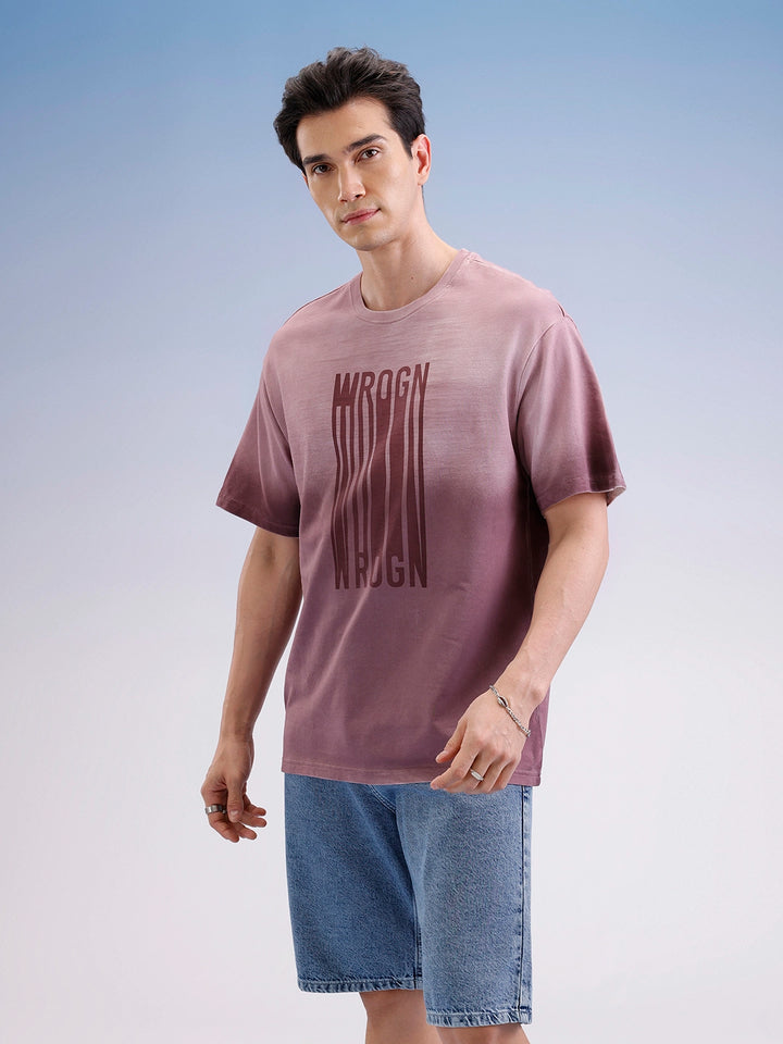 Oversized Gradient Printed T-Shirt  | Maroon
