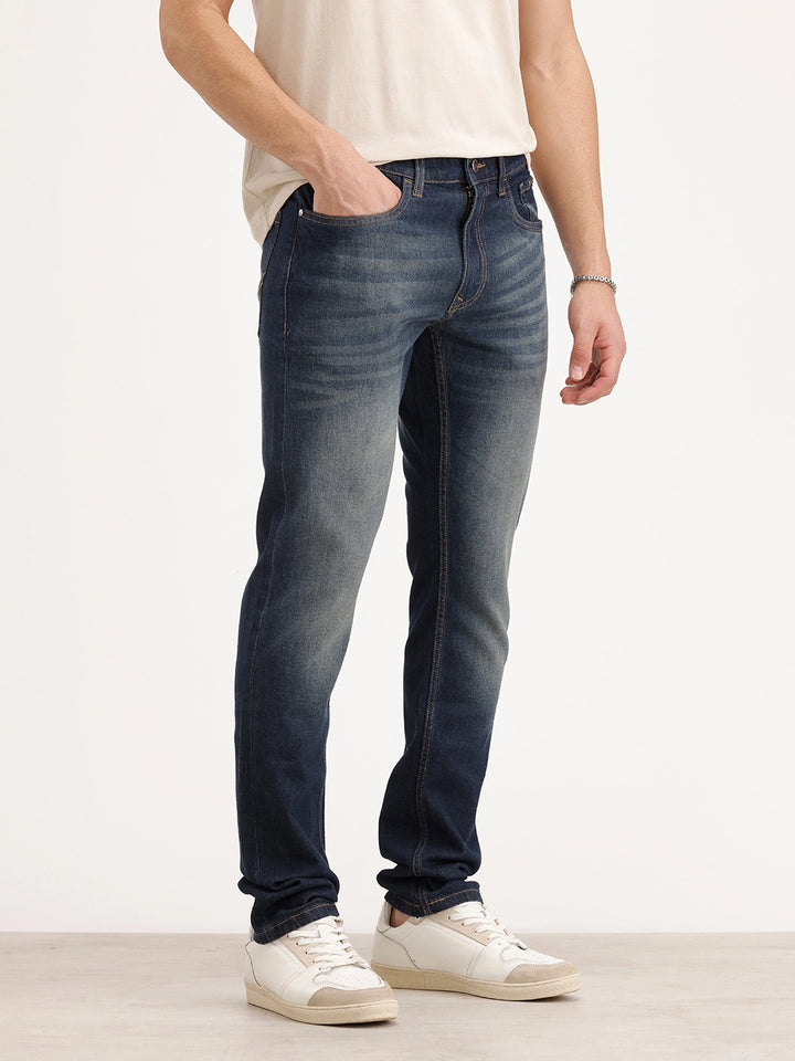 Slim Fit Faded Denim Jeans | Blue