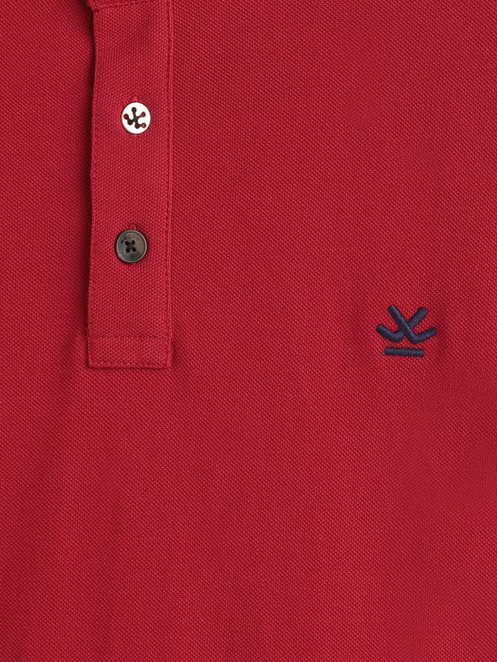 Solid Slim Fit Polo T-Shirt | Red