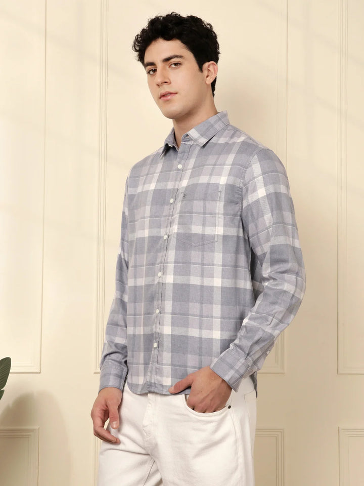 Urban Checked Comfort Fit Shirt in Blue