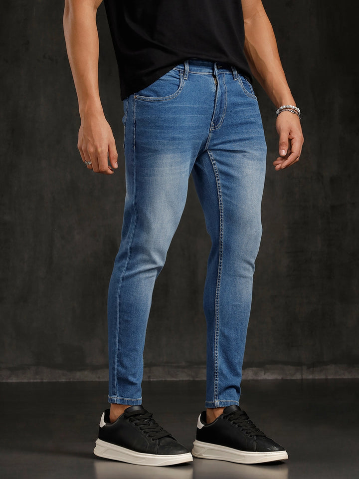 Heavy Fade Skinny Crop Jeans | Blue