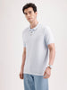 Textured Slim Fit Polo T-Shirt  | Light Blue