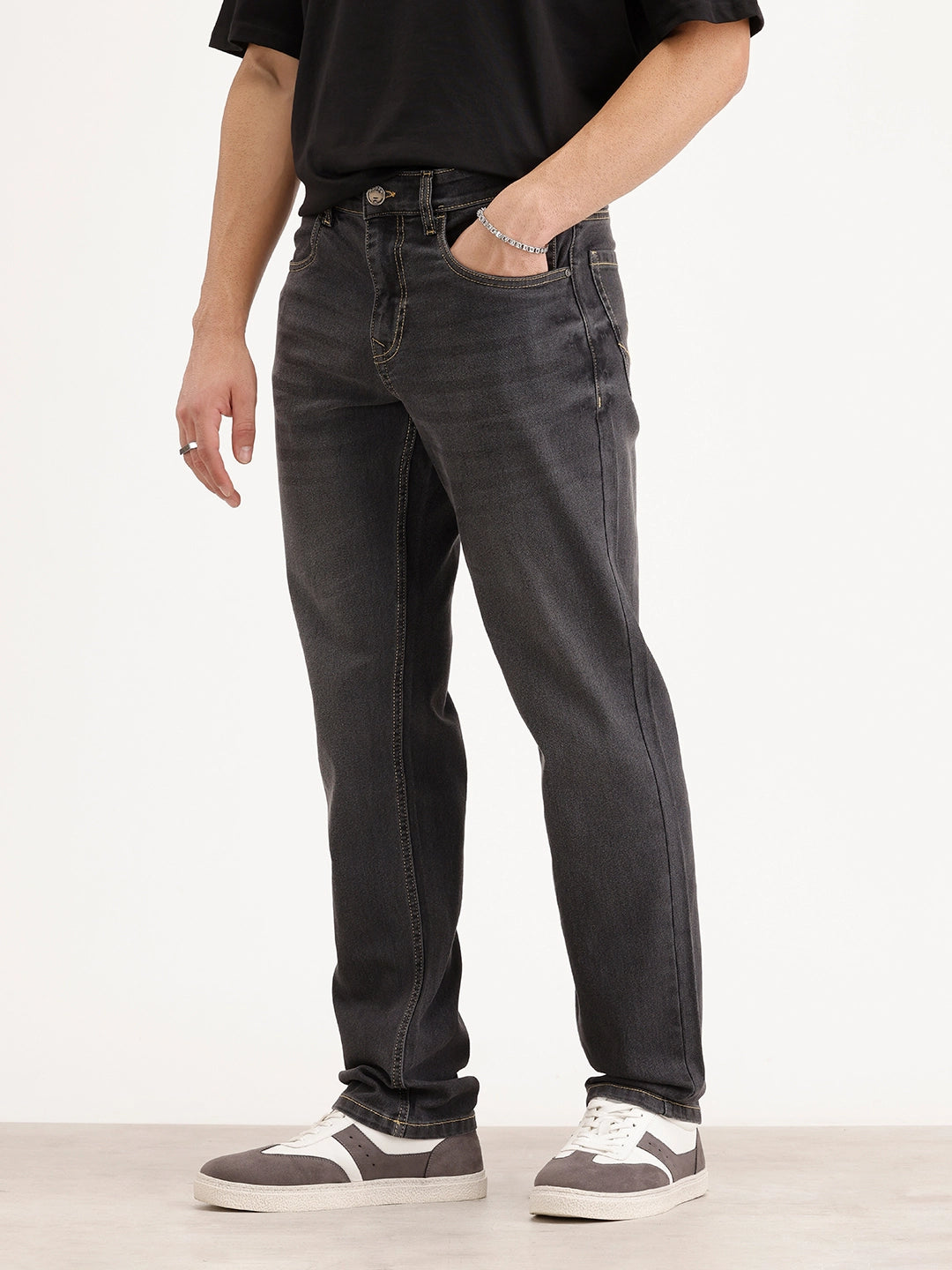 Straight Fit Denim Jeans | Grey