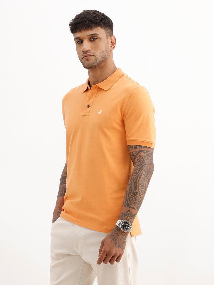 Solid Slim Fit Polo T-Shirt | Orange