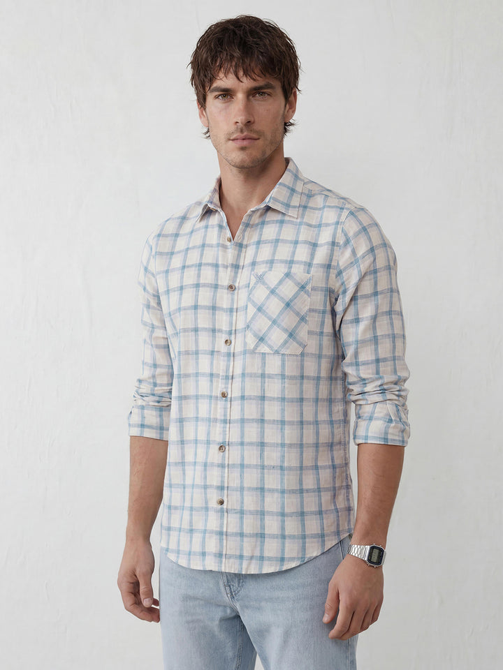Classic Slim Fit Checkered Shirt | Blue
