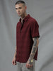 Maroon Dobby Short Sleeve Shirt