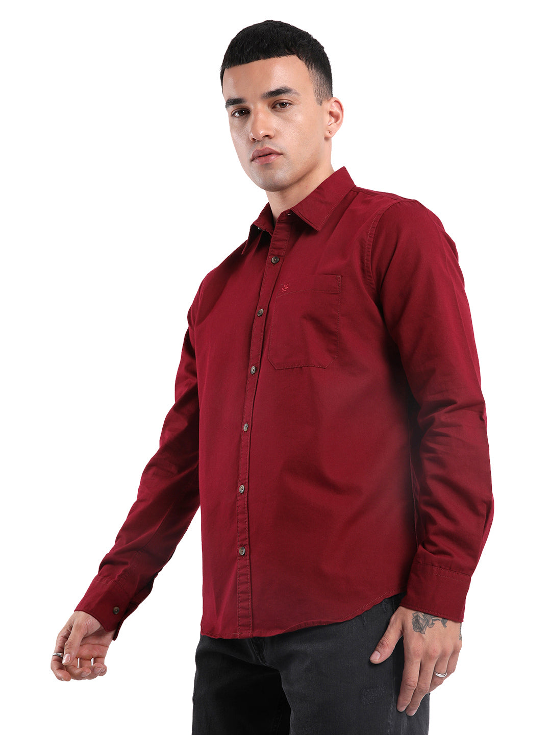 Maroon Desire Spread Collar Shirt