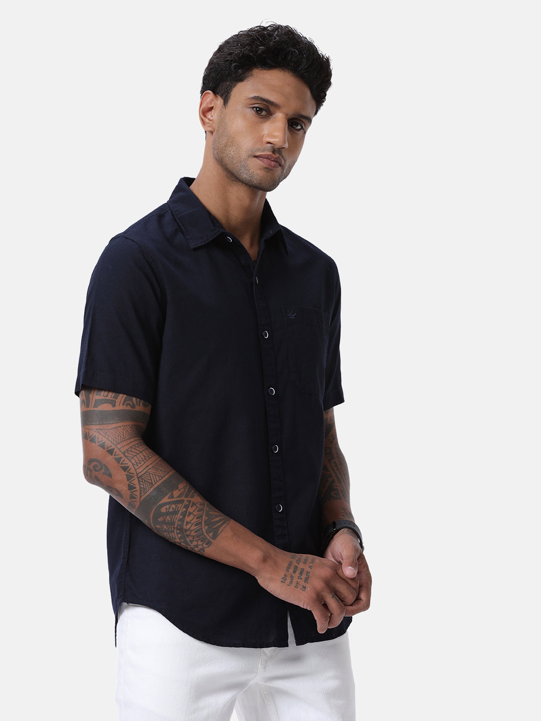 Navy Chic Half Sleeve Shirt