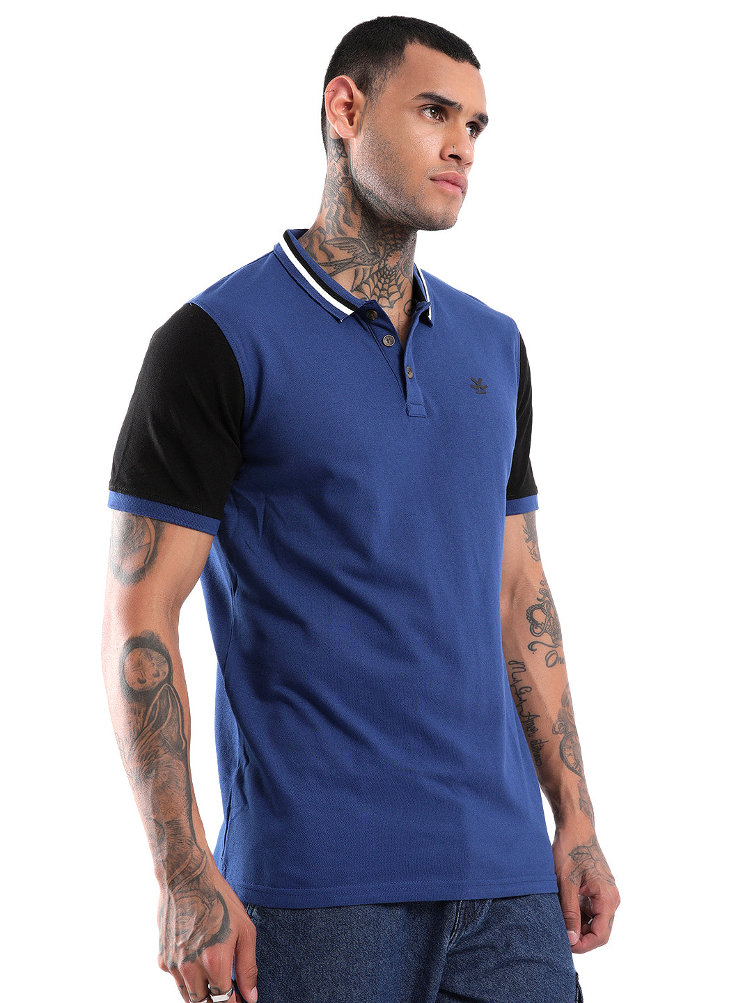 Basic Blue Tipping Polo T-shirt